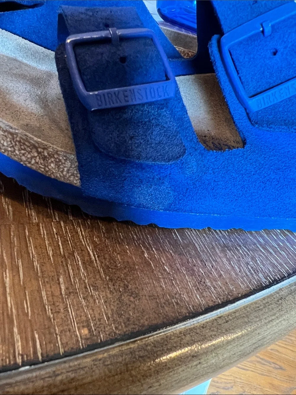 Birkenstock Blue Suede Two-Strap Sandals